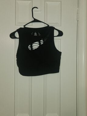 HALARA Black Laser-Cut Athletic Crop Tank